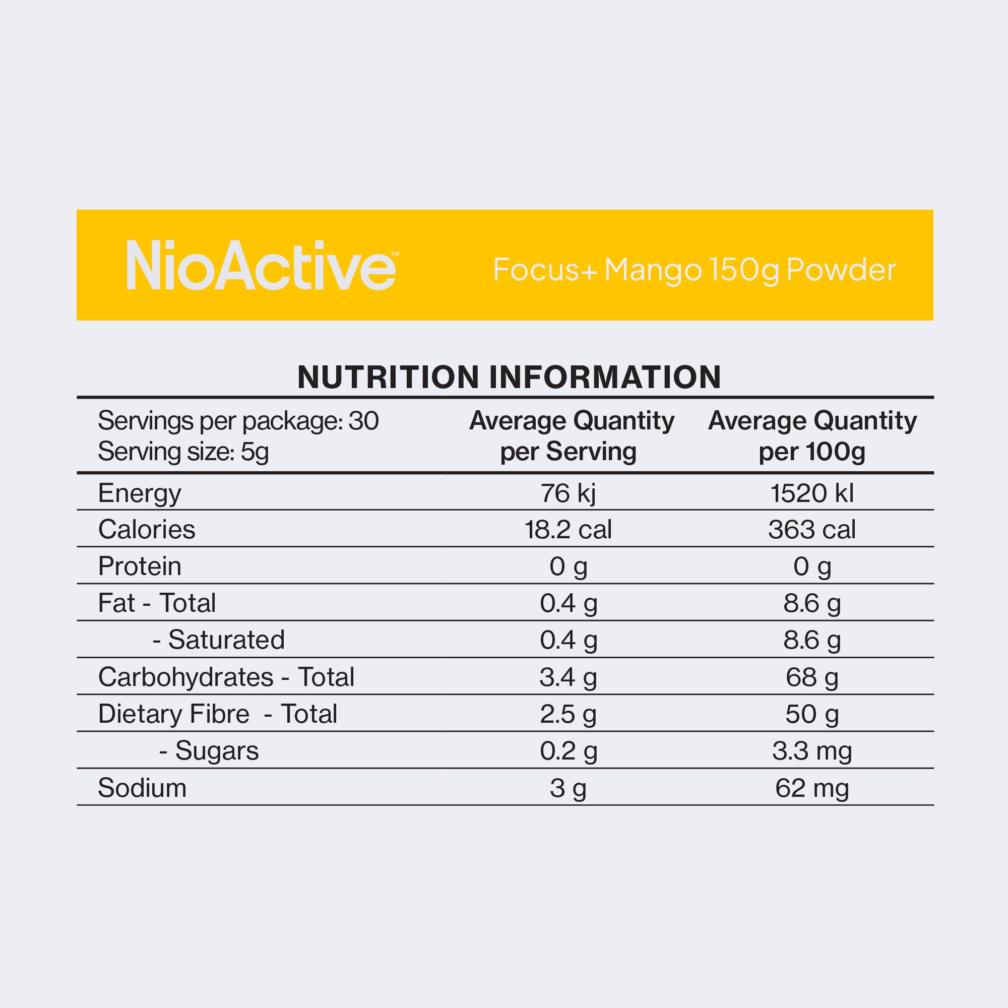 NioActive™ Focus+ Mango - NioActive