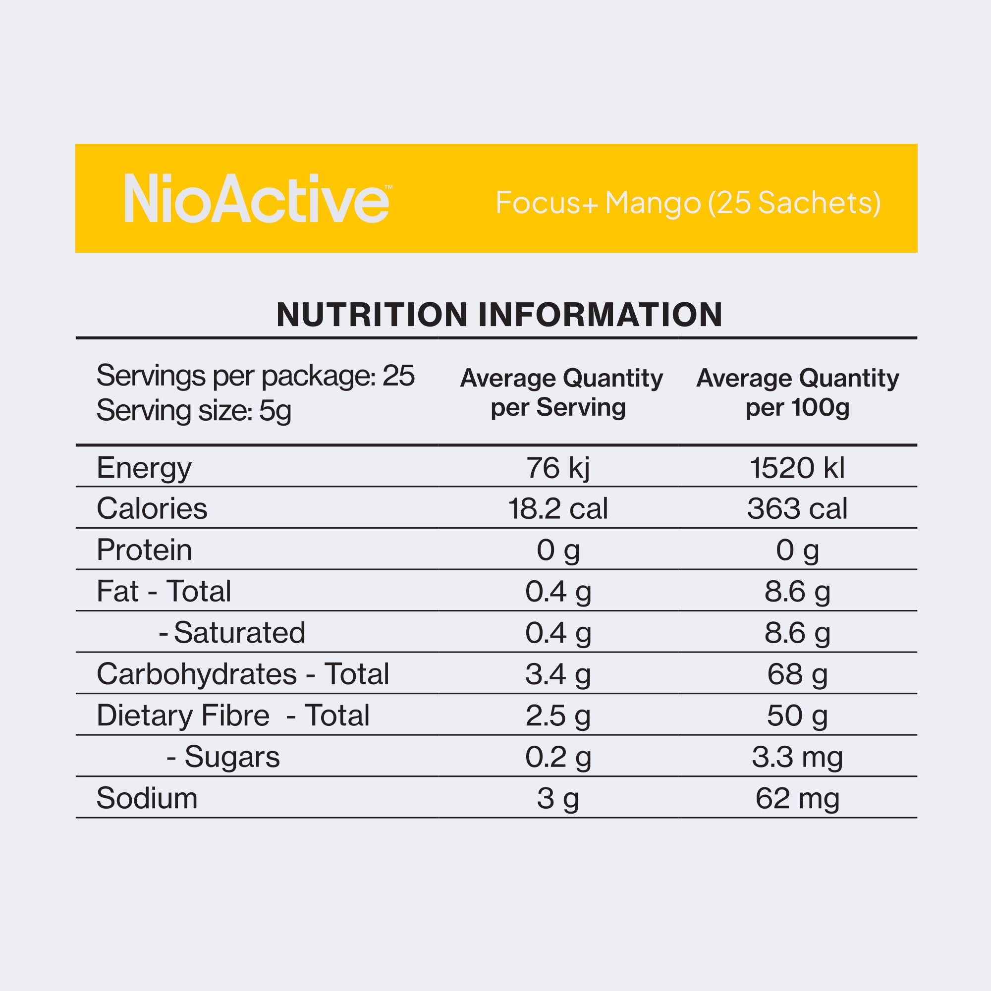 NioActive™ Focus+ Mango - NioActive